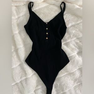 Black Ribbed Bodysuit